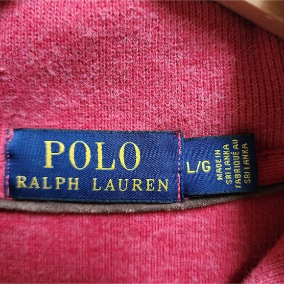 Polo Ralph Lauren Sweater Mens L Red Cotton Shawl Collar Blue Pony Lg Slv Preppy - Picture 6 of 8
